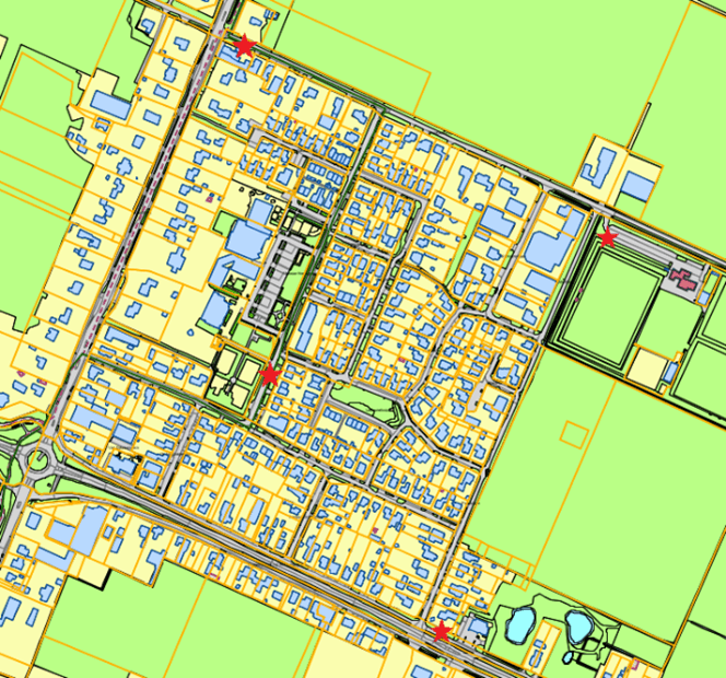 Kaartje met locaties groenafvalkorven