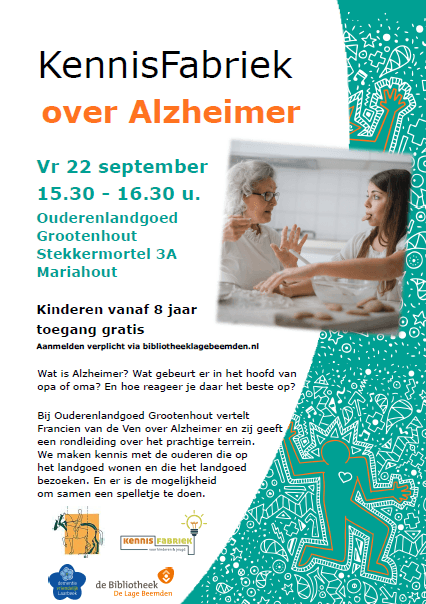 Vergroot afbeelding: poster over Alzheimer met daarop meer informatie over de bijeenkomst op 22 september